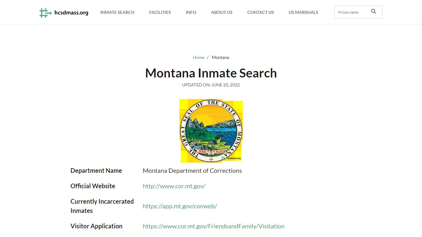 Montana Inmate Search – Montana Department of Corrections ...